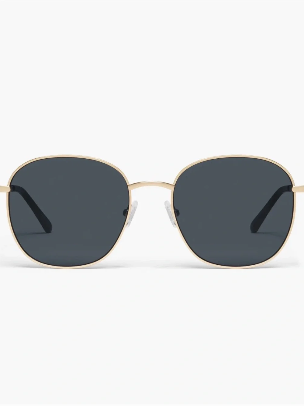 Quay Australia Gold Frame Black Lens Round Sunglasses, Gold/Smoke